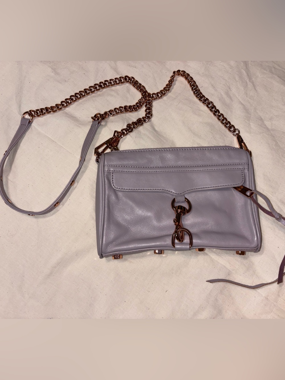 Rebecca Minkoff Lavender Leather Crossbody with Rose Gold Chain